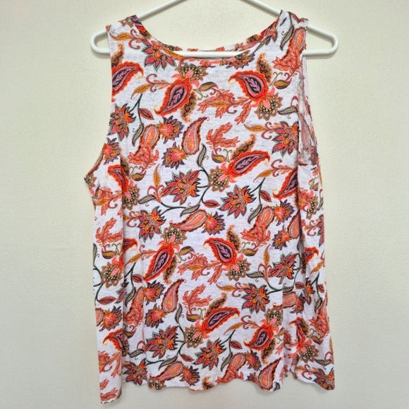J.Jill Women’s Pink & Orange Paisley Sleeveless Top – Size Large - Picture 1 of 4
